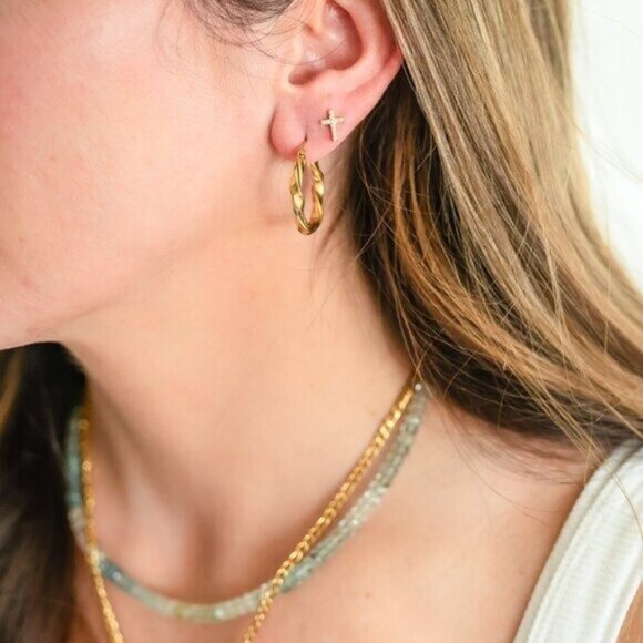 Cross Stud Earrings Pave CZ "Diamonds" Cross Studs Faith Jewelry Gift for her - Picture 6 of 13